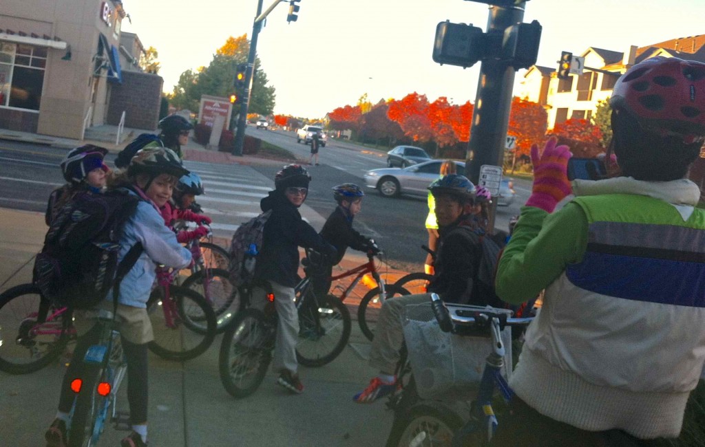 Our bike brigade met up with other students and parents as we neared the school.